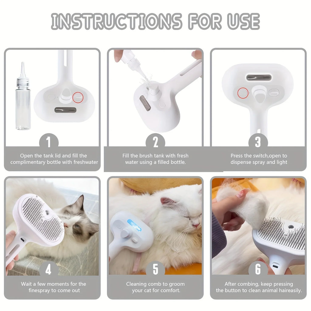 Cepillo Vaporizador para Mascotas con Nebulizador Integrado