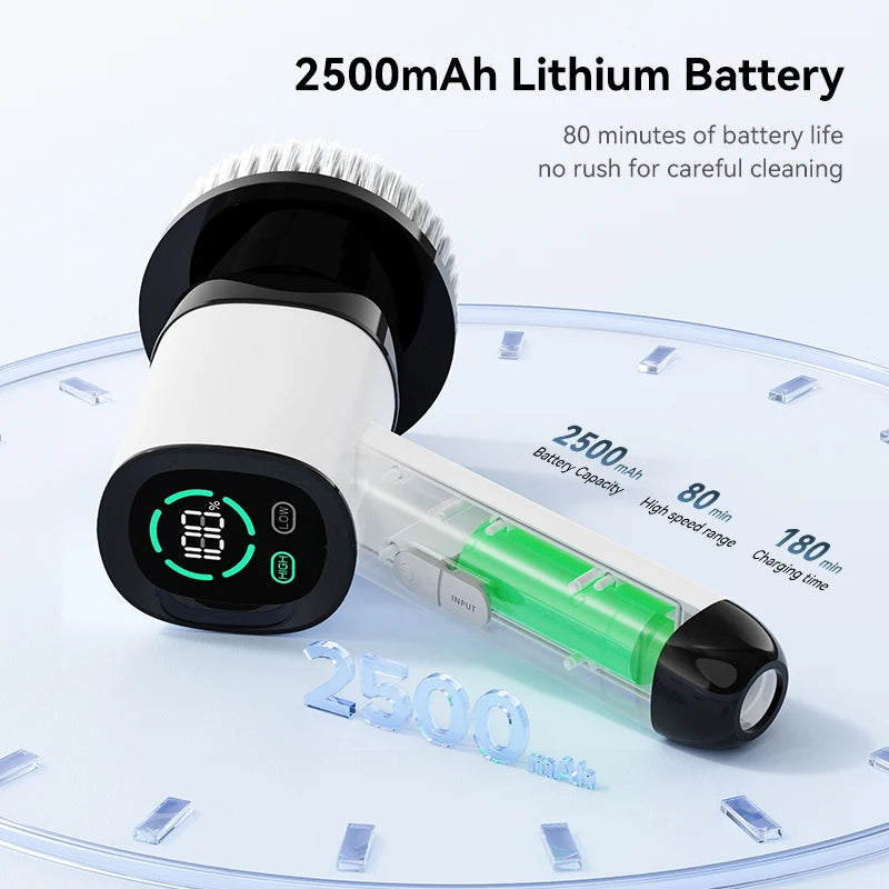 Cepillo Eléctrico Giratorio 7 en 1 Inalámbrico con Mango Extensible