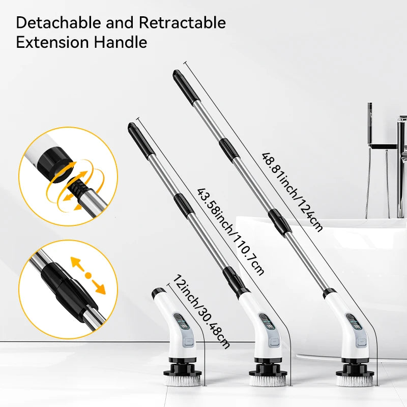 Cepillo Eléctrico Giratorio 7 en 1 Inalámbrico con Mango Extensible