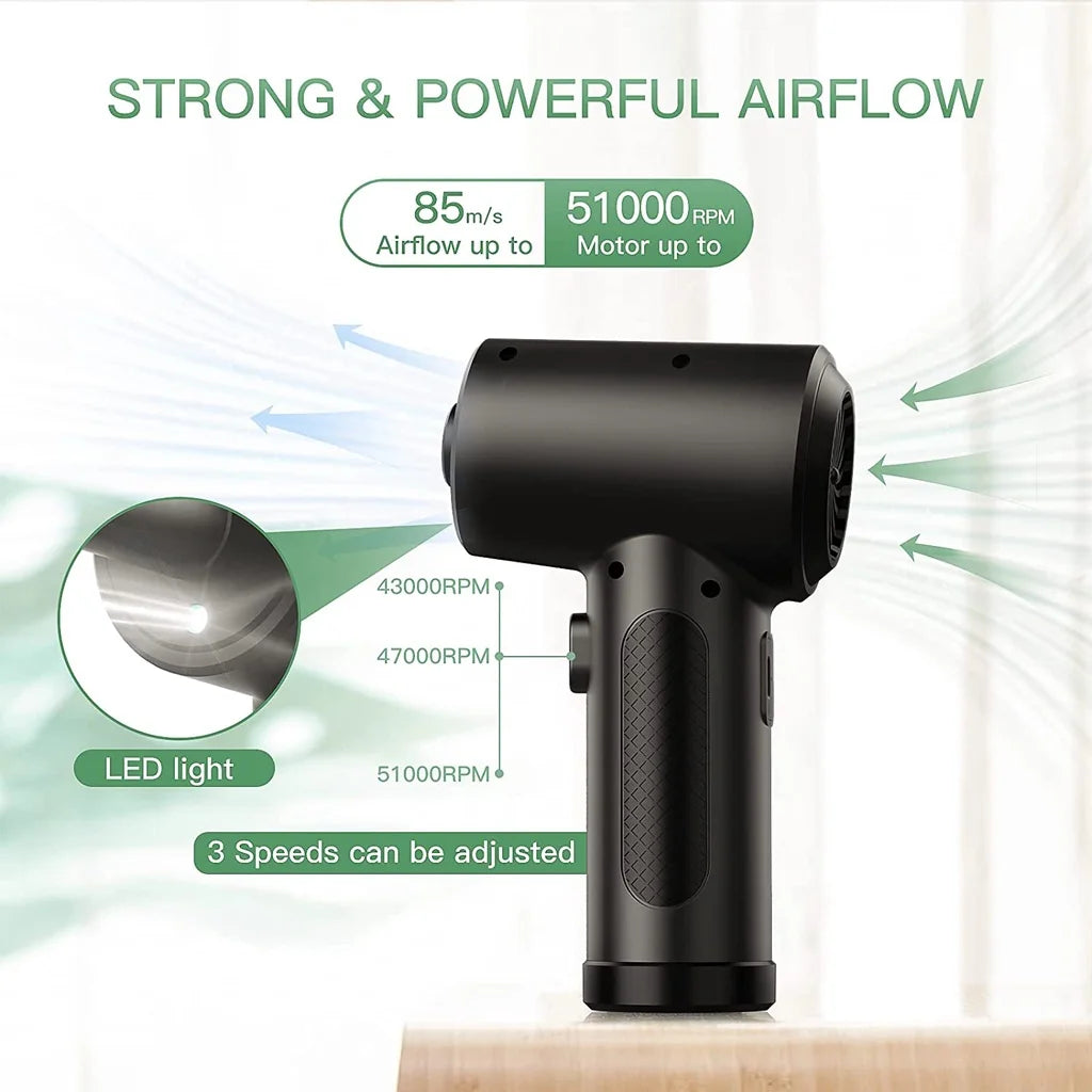 Soplador de Aire Comprimido Inalámbrico 51000RPM con Luz LED